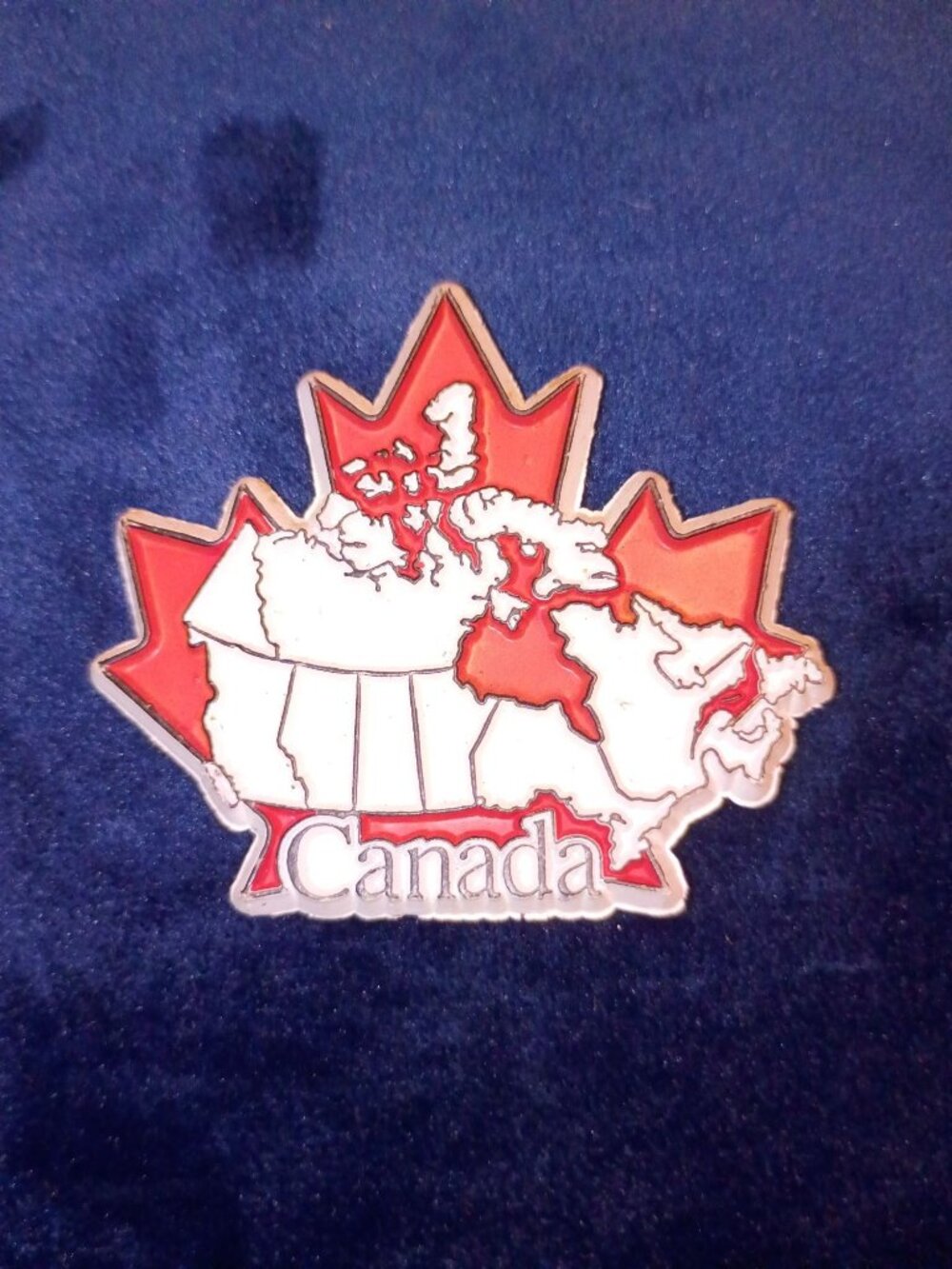 Maple Leaf Canada Magnet With Country Map Design - Red & White Collectible Souve